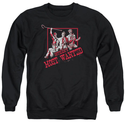 Batman Gotham&#39;s Most Wanted Mens Crewneck Sweatshirt Black