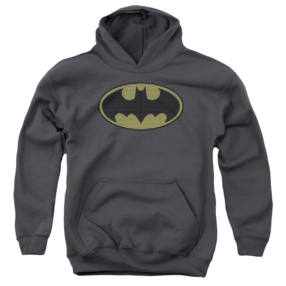 Batman Litle Logos Kids Youth Hoodie Charcoal