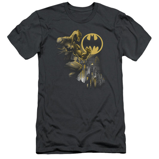 Batman Bat Signal Slim Fit Mens T Shirt Charcoal