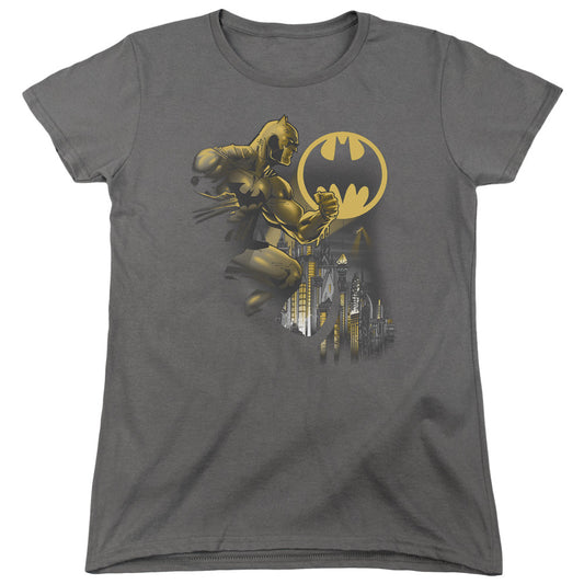 Batman Bat Signal Womens T Shirt Charcoal
