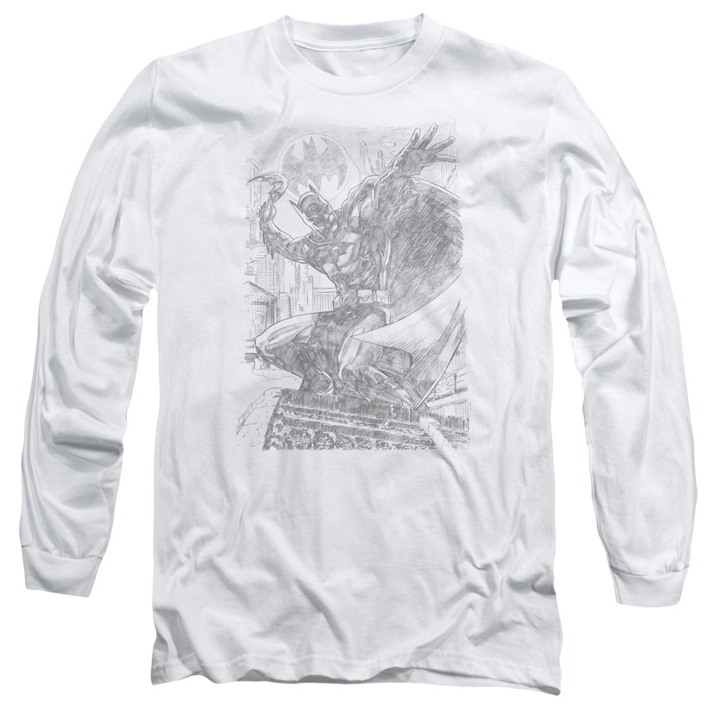 Batman Pencil Batarang Throw Mens Long Sleeve Shirt White