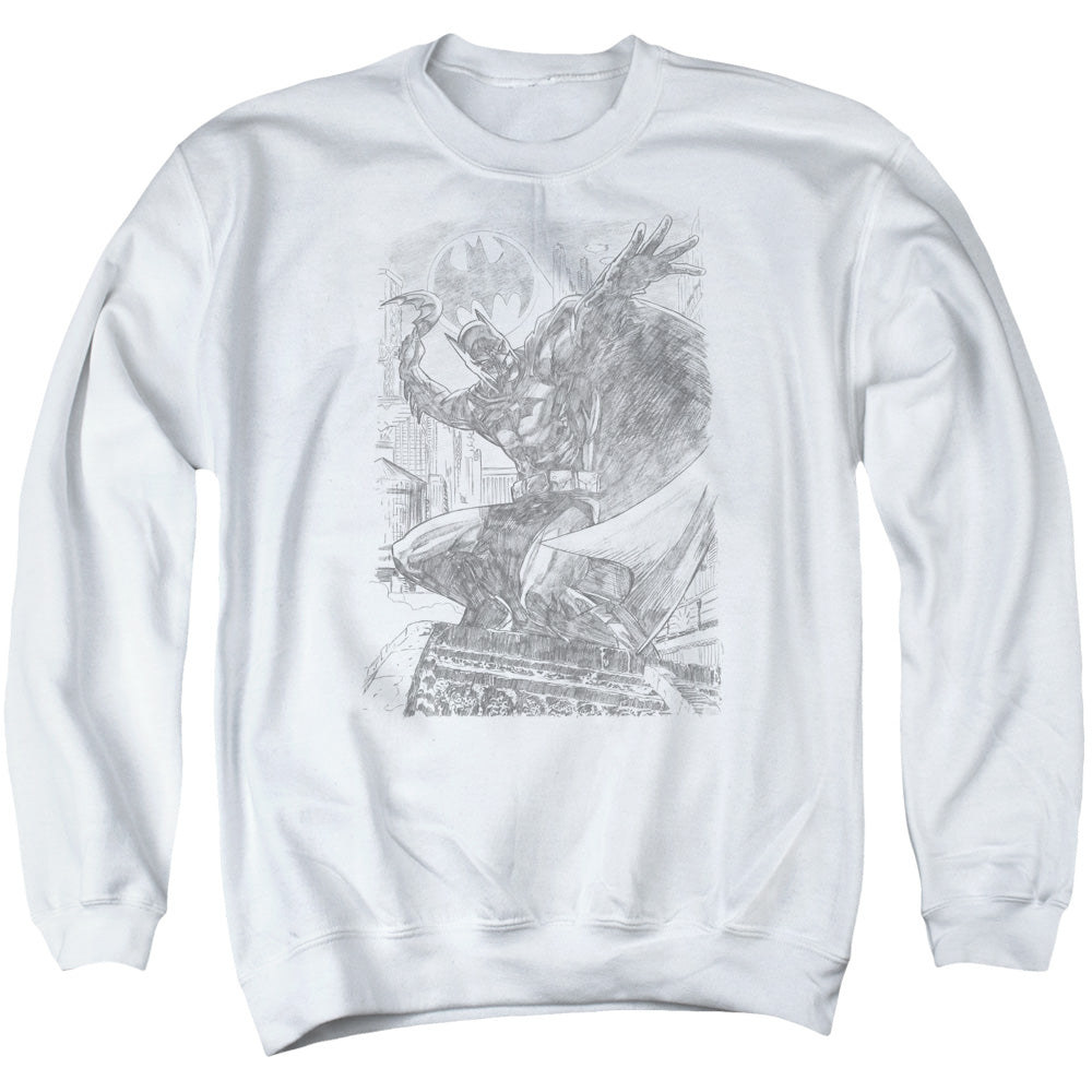 Batman Pencil Batarang Throw Mens Crewneck Sweatshirt White
