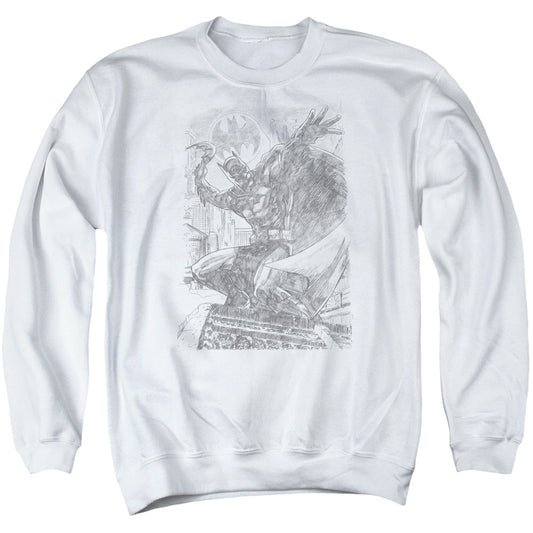 Batman Pencil Batarang Throw Mens Crewneck Sweatshirt White