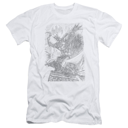 Batman Pencil Batarang Throw Slim Fit Mens T Shirt White