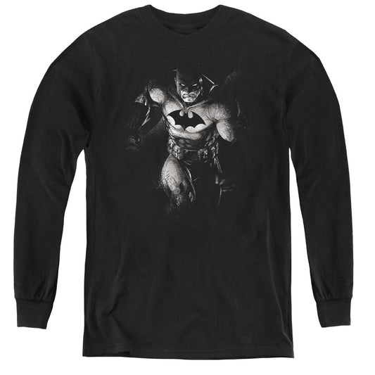 Batman Materialized Long Sleeve Kids Youth T Shirt Black