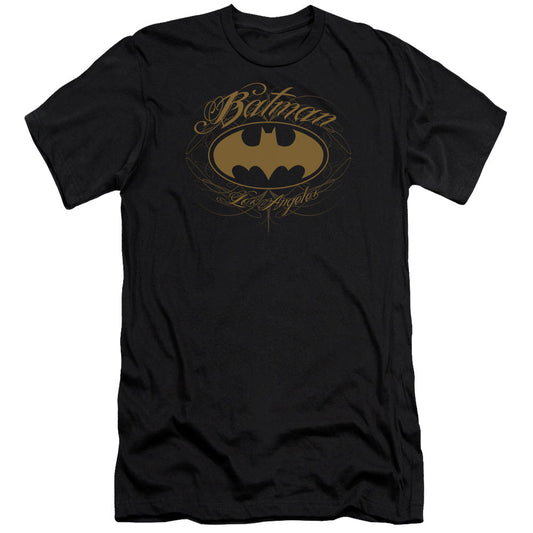 Batman Batman La Premium Bella Canvas Slim Fit Mens T Shirt Black