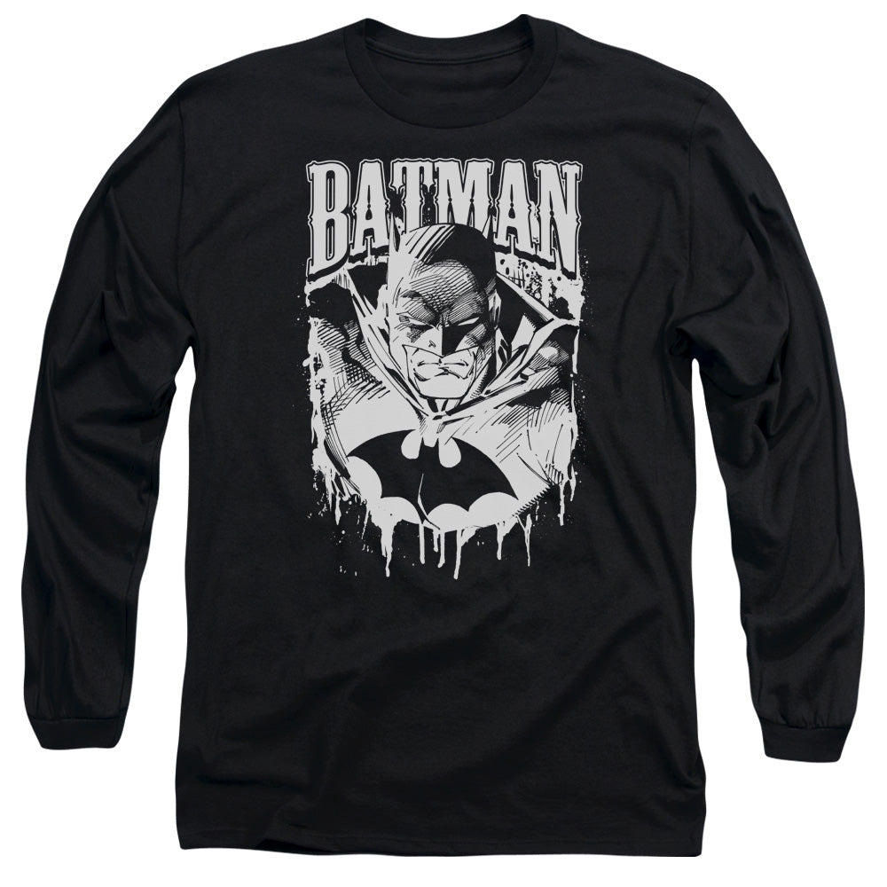 Batman Bat Metal Mens Long Sleeve Shirt Black
