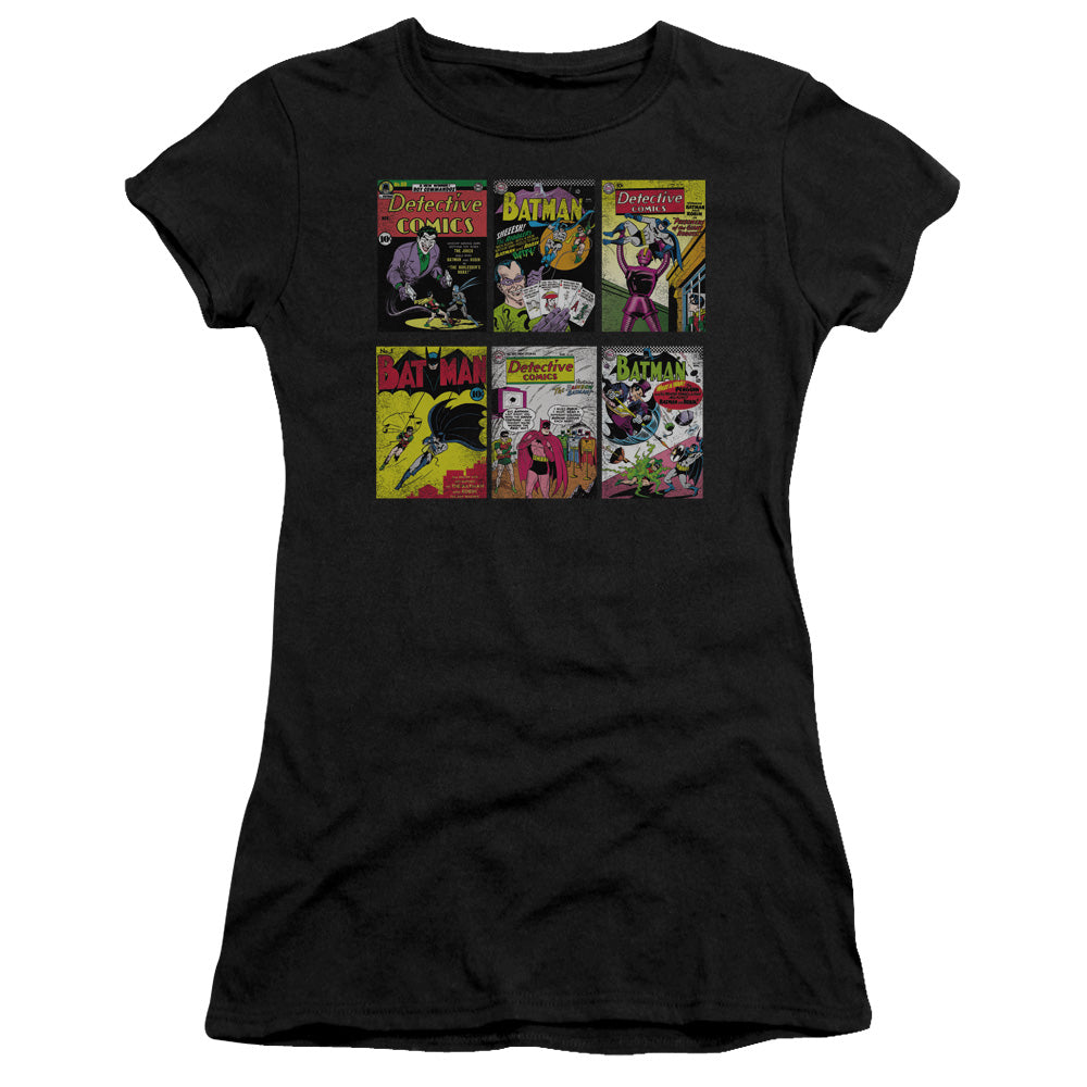 Batman Bm Covers Junior Sheer Cap Sleeve Womens T Shirt Black