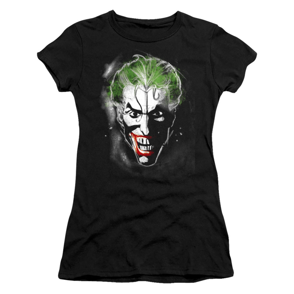 Batman Face Of Madness Junior Sheer Cap Sleeve Womens T Shirt Black