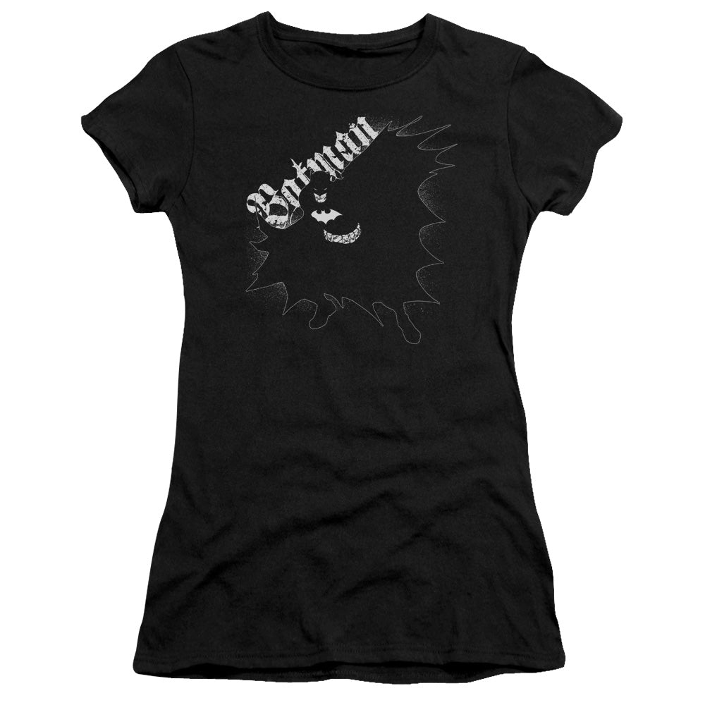 Batman Darkness Junior Sheer Cap Sleeve Womens T Shirt Black