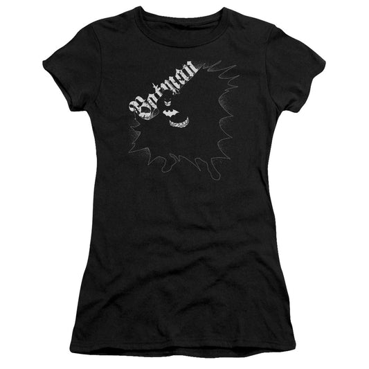 Batman Darkness Junior Sheer Cap Sleeve Womens T Shirt Black