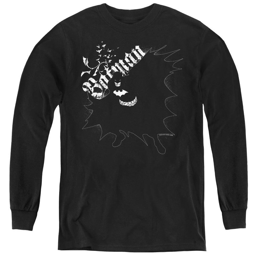 Batman Darkness Long Sleeve Kids Youth T Shirt Black