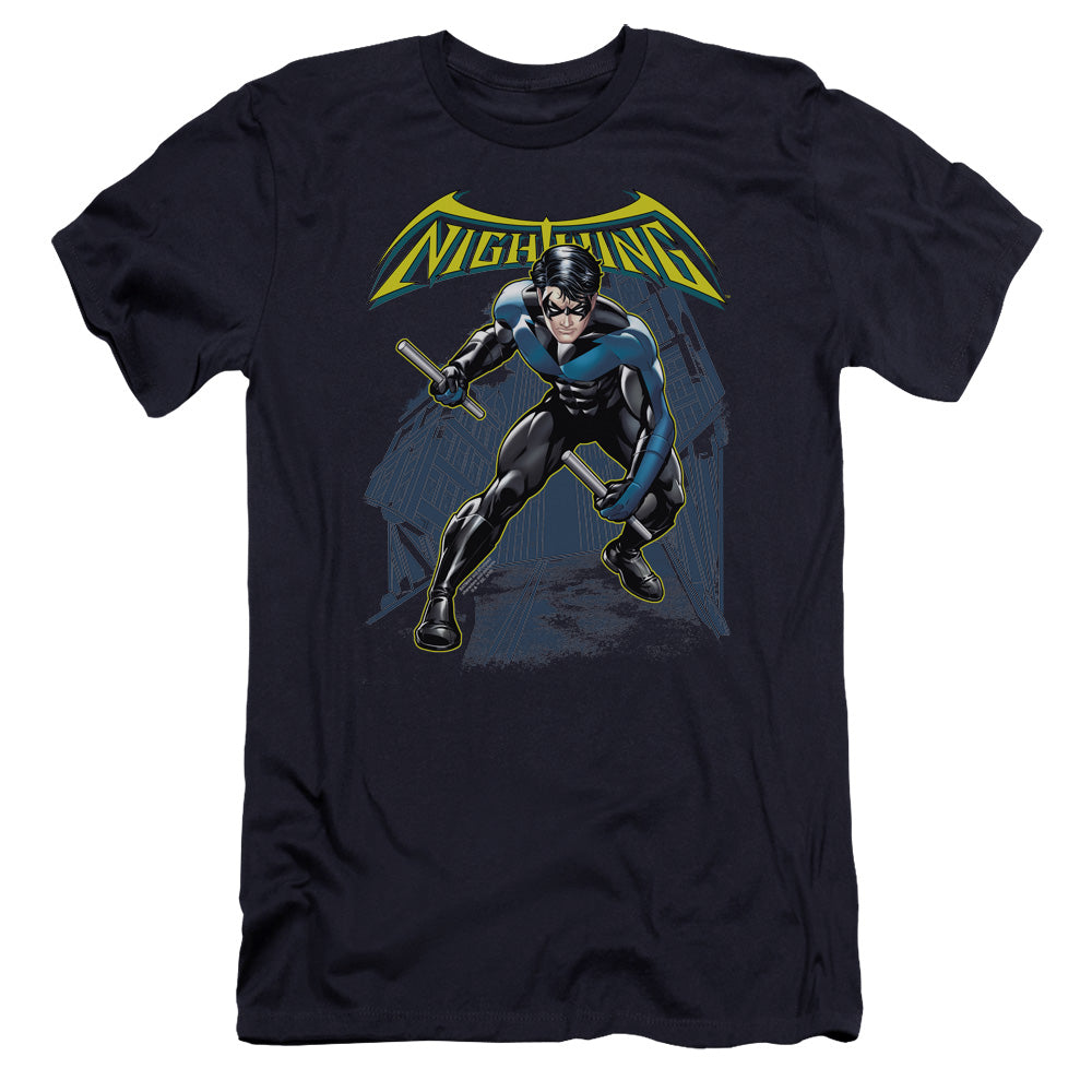 Batman Nightwing Premium Bella Canvas Slim Fit Mens T Shirt Navy Blue