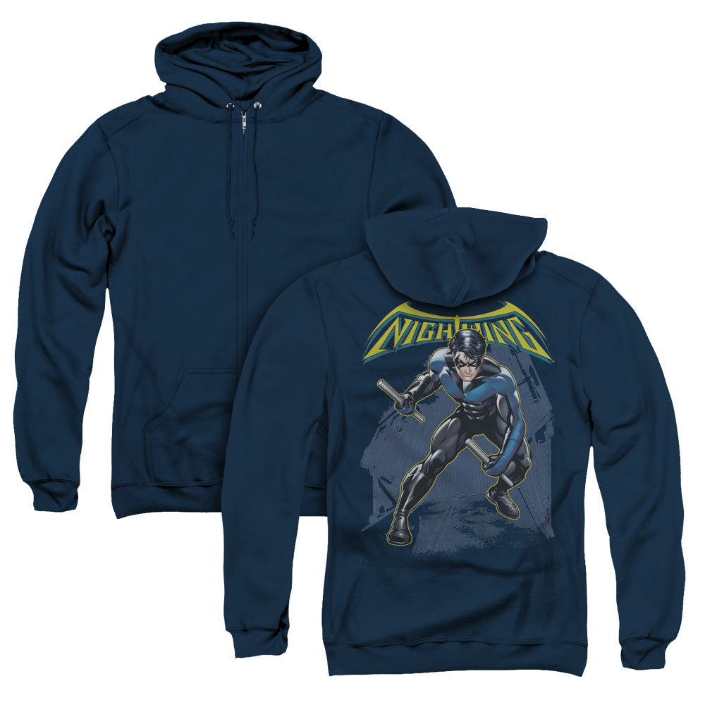 Batman Nightwing Back Print Zipper Mens Hoodie Navy Blue
