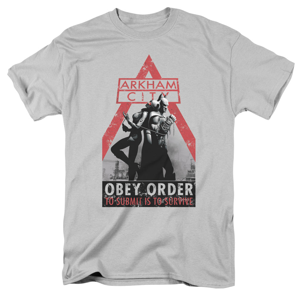 Arkham City Obey Order Mens T Shirt Silver - clothing by TeeHivey.com