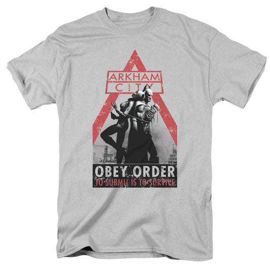 Arkham City Obey Order Mens T Shirt Silver - clothing by TeeHivey.com