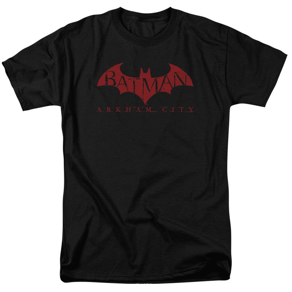 Arkham City Red Bat Mens T Shirt Black - clothing by TeeHivey.com