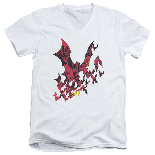 Batman Broken City Mens Slim Fit V Neck T Shirt White