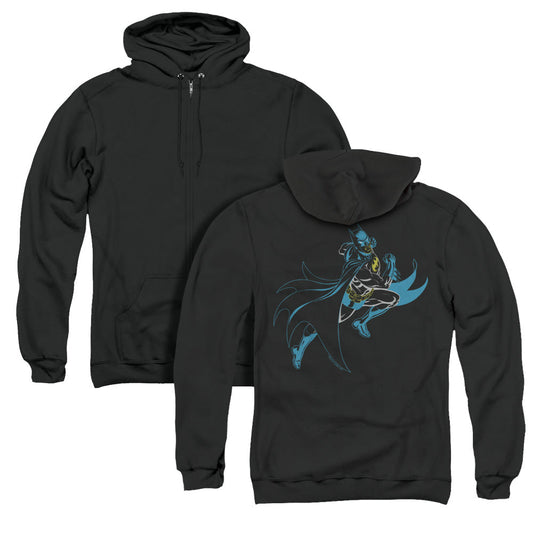 Batman Neon Batman Back Print Zipper Mens Hoodie Black