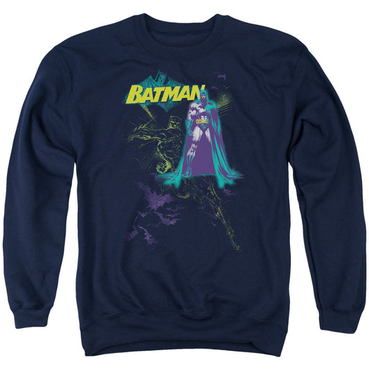Batman Bat Spray Mens Crewneck Sweatshirt Navy Blue