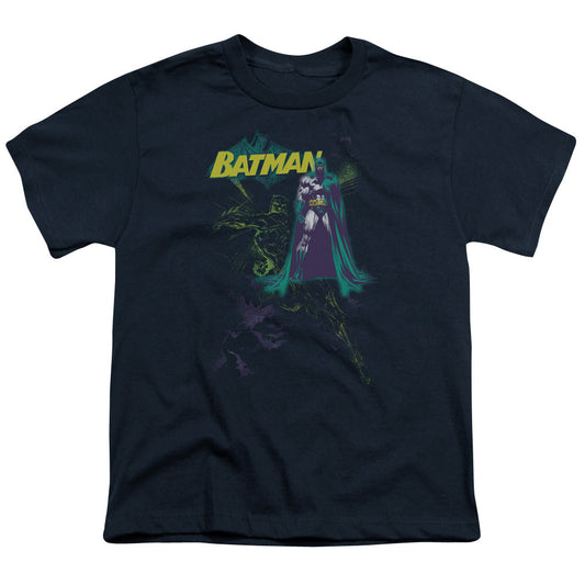 Batman Bat Spray Kids Youth T Shirt Navy Blue