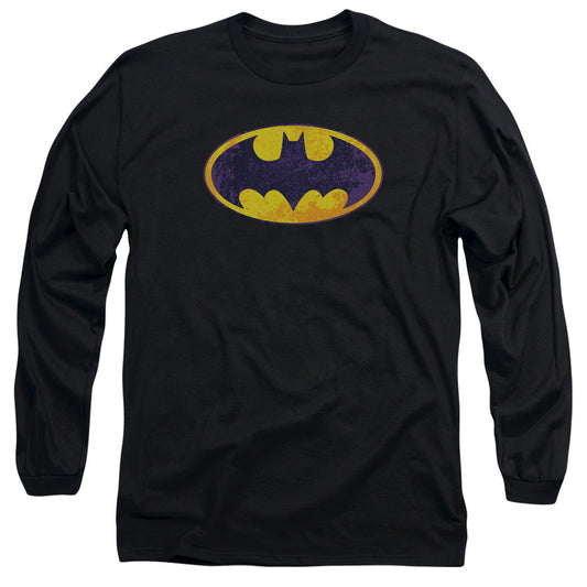 Batman Bm Neon Distress Logo Mens Long Sleeve Shirt Black