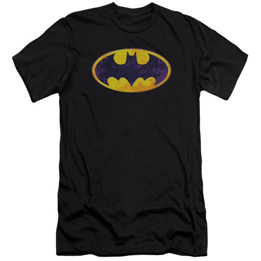 Batman Bm Neon Distress Logo Premium Bella Canvas Slim Fit Mens T Shirt Black