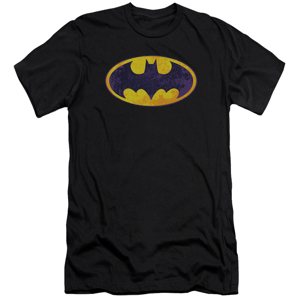 Batman Bm Neon Distress Logo Slim Fit Mens T Shirt Black