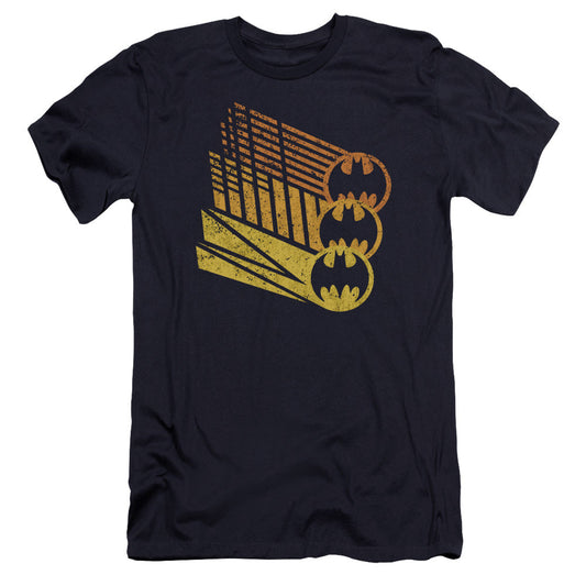 Batman Bat Signal Shapes Premium Bella Canvas Slim Fit Mens T Shirt Navy Blue