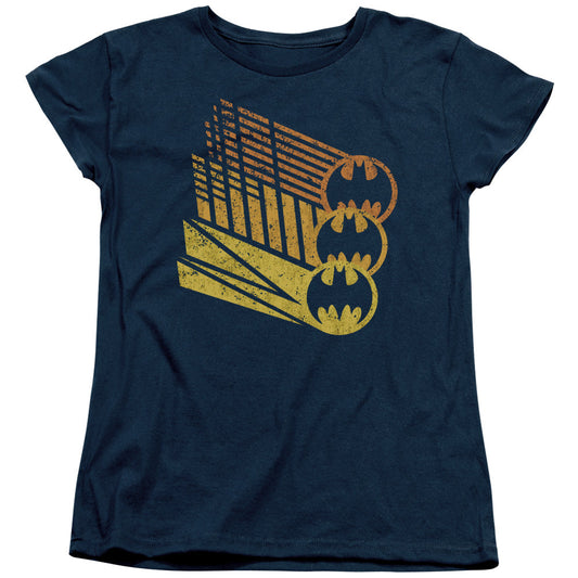 Batman Bat Signal Shapes Womens T Shirt Navy Blue