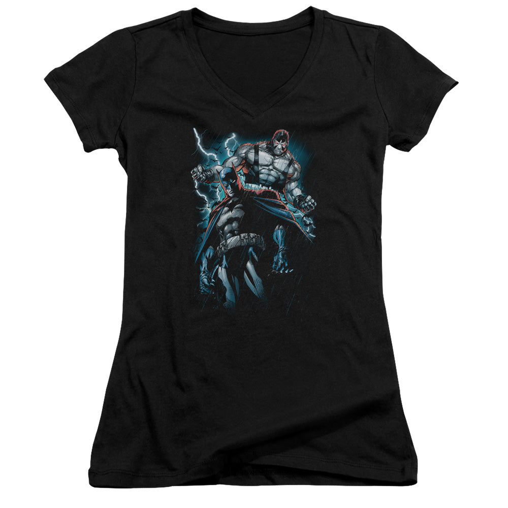 Batman Evil Rising Junior Sheer Cap Sleeve V Neck Womens T Shirt Black