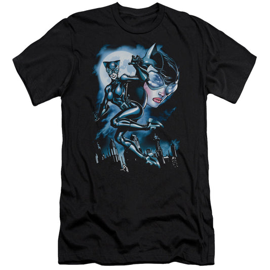 Batman Moonlight Cat Slim Fit Mens T Shirt Black