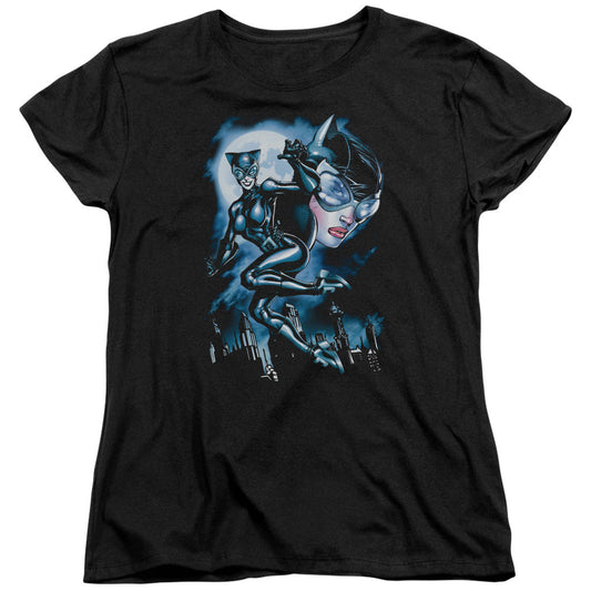 Batman Moonlight Cat Womens T Shirt Black