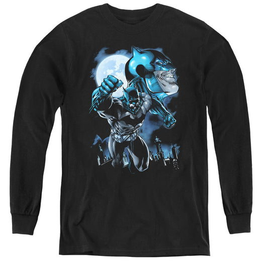 Batman Moonlight Bat Long Sleeve Kids Youth T Shirt Black