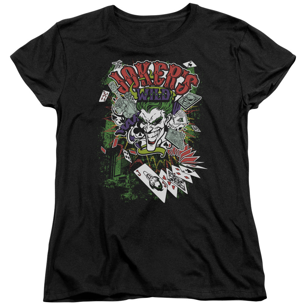 Batman Jokers Wild Womens T Shirt Black