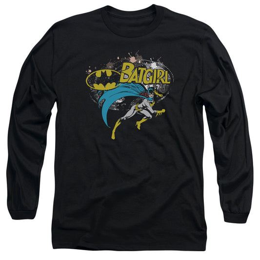 Batman Batgirl Halftone Mens Long Sleeve Shirt Black
