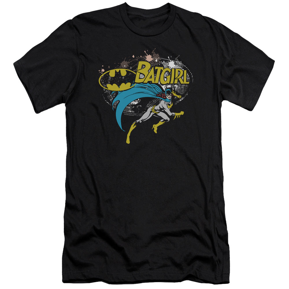 Batman Batgirl Halftone Premium Bella Canvas Slim Fit Mens T Shirt Black