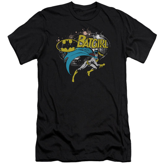 Batman Batgirl Halftone Premium Bella Canvas Slim Fit Mens T Shirt Black