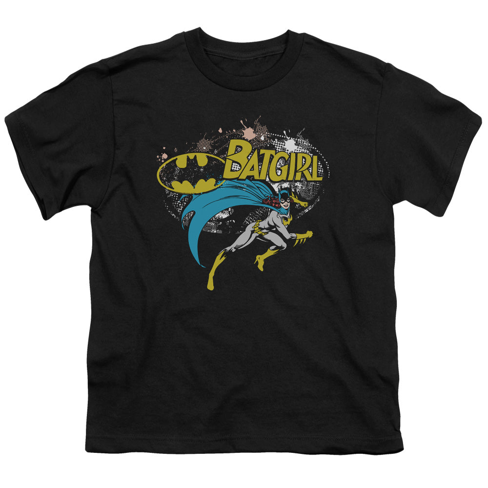 Batman Batgirl Halftone Kids Youth T Shirt Black