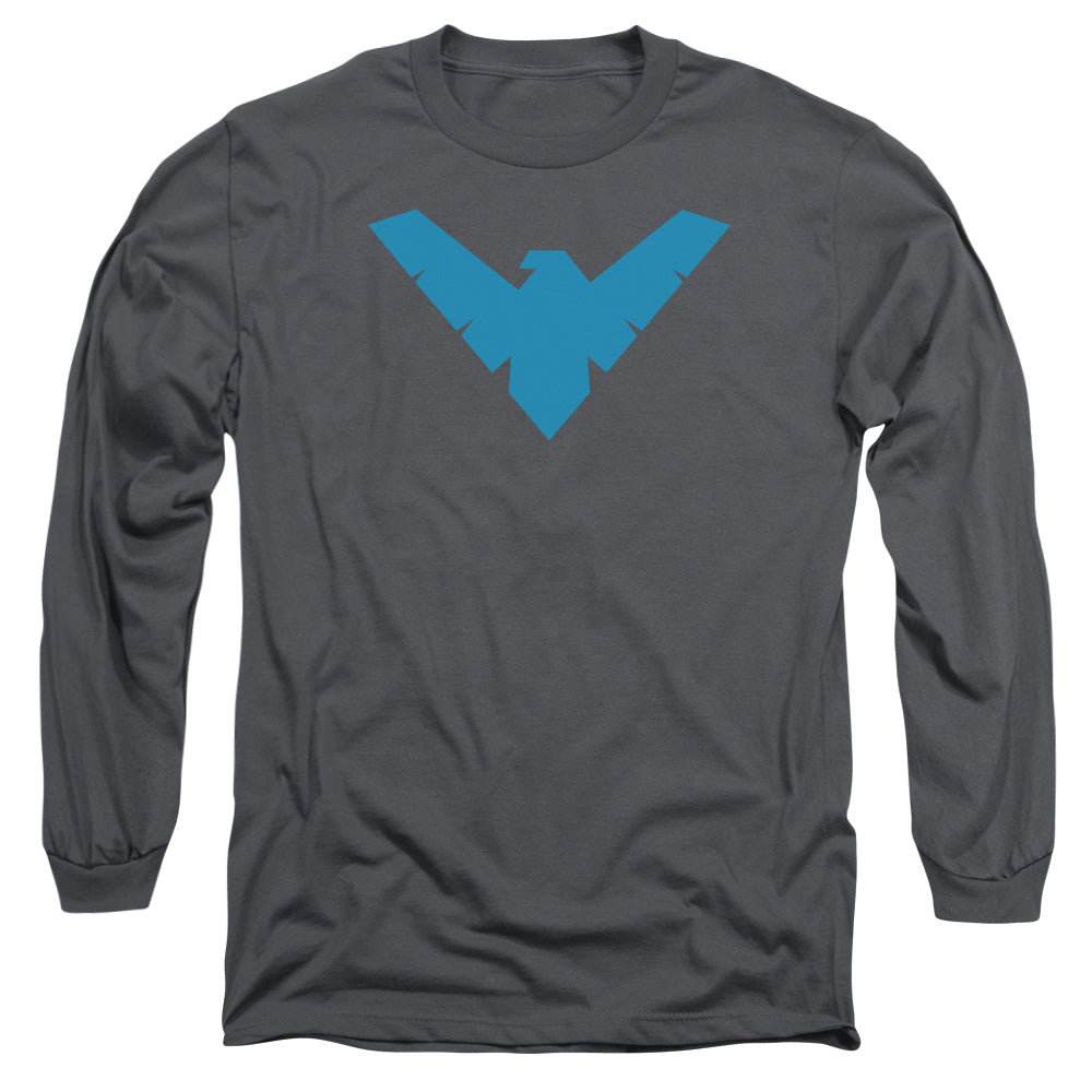 Batman Nightwing Symbol Mens Long Sleeve Shirt Charcoal