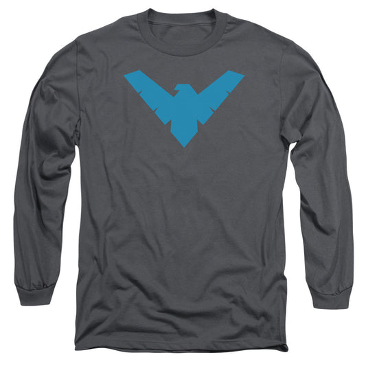 Batman Nightwing Symbol Mens Long Sleeve Shirt Charcoal