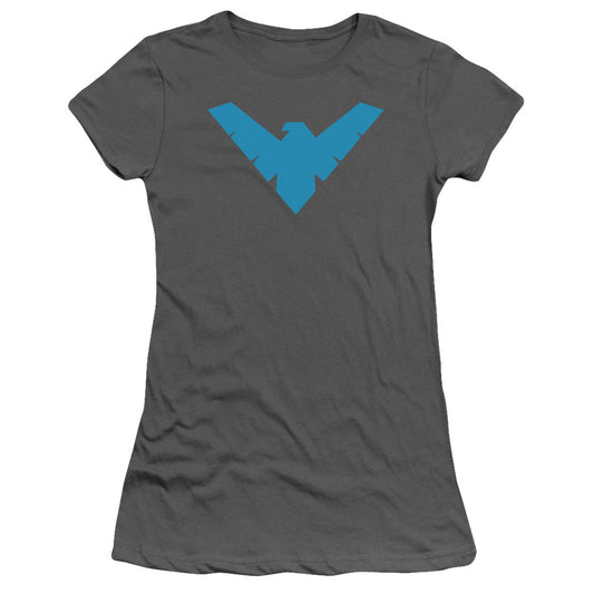 Batman Nightwing Symbol Junior Sheer Cap Sleeve Womens T Shirt Charcoal