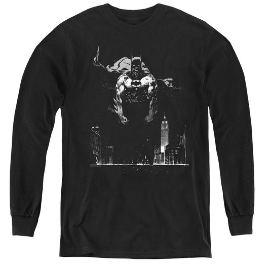 Batman Dirty City Long Sleeve Kids Youth T Shirt Black