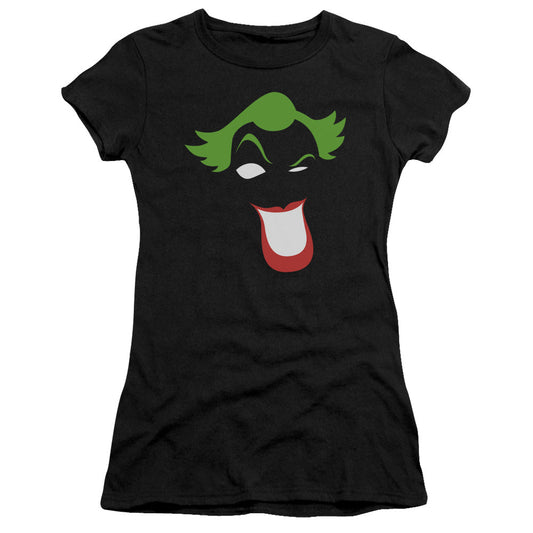 Batman Joker Simplified Junior Sheer Cap Sleeve Womens T Shirt Black