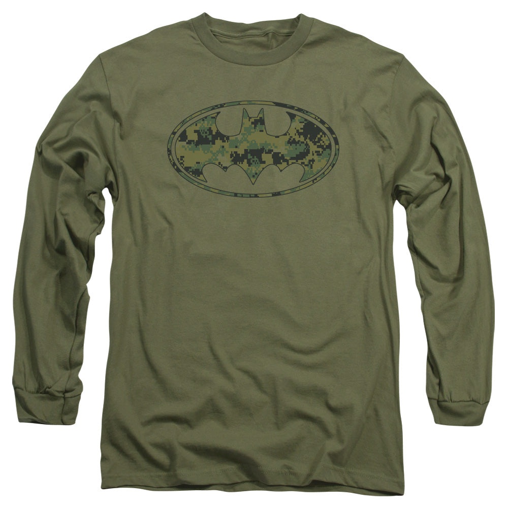 Batman Marine Camo Shield Mens Long Sleeve Shirt Military Green