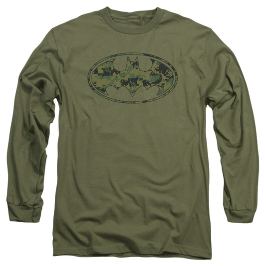 Batman Marine Camo Shield Mens Long Sleeve Shirt Military Green
