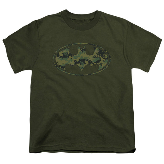Batman Marine Camo Shield Kids Youth T Shirt Military Green