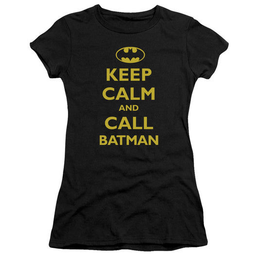 Batman Call Batman Junior Sheer Cap Sleeve Womens T Shirt Black