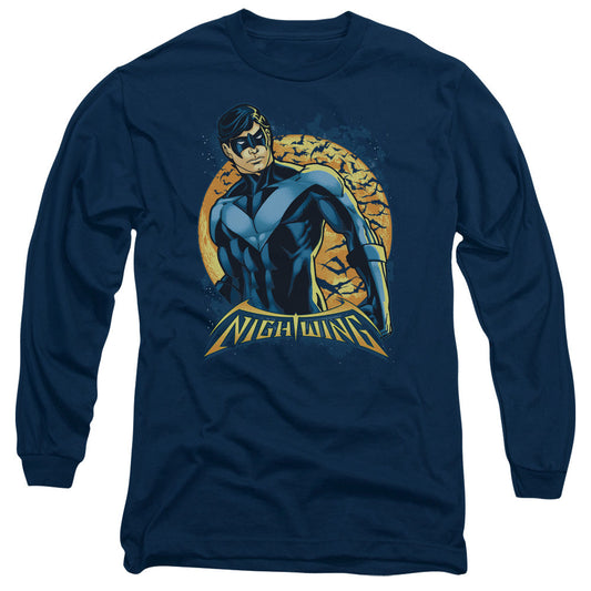 Batman Nightwing Moon Mens Long Sleeve Shirt Navy Blue