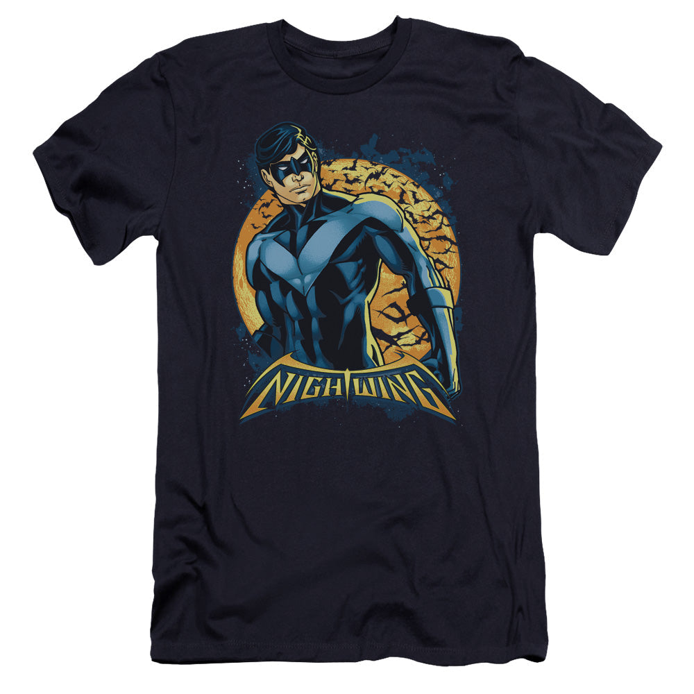 Batman Nightwing Moon Premium Bella Canvas Slim Fit Mens T Shirt Navy Blue